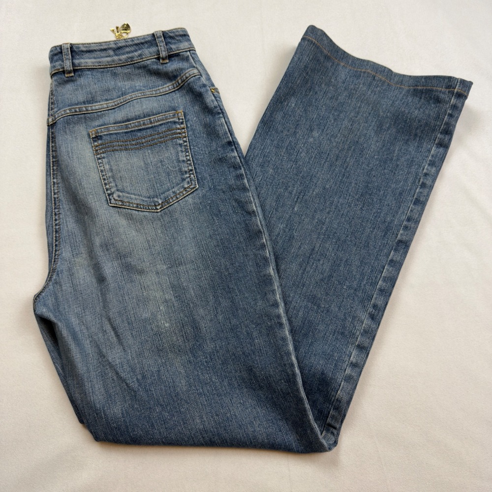 ST JOHN SPORT‎ by Marie Gray Women Blue Denim Flare Jeans Key Charm Size 10
